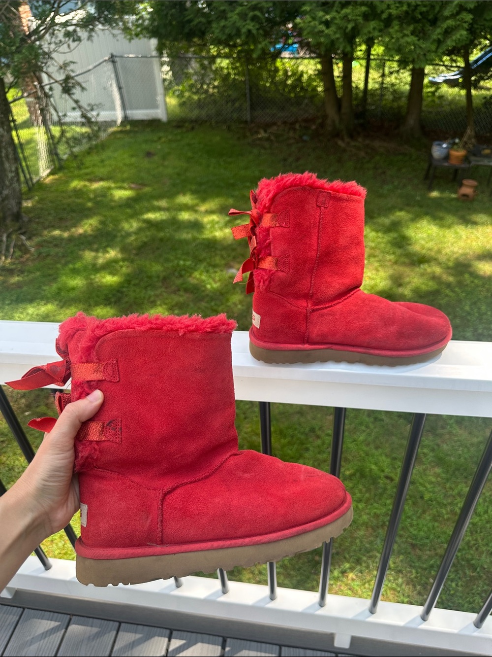 UGG Bow Red Shearling-Lined Boot Interior